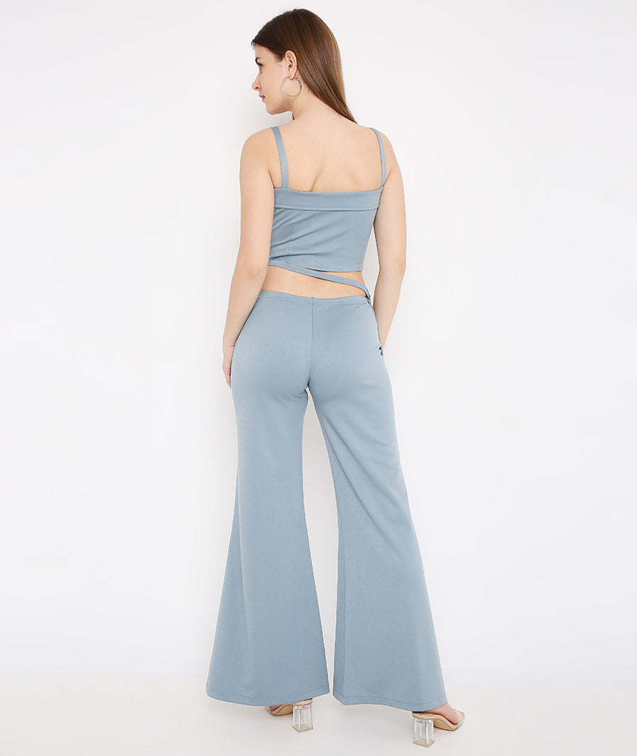 Blue Tie Up Crop Top